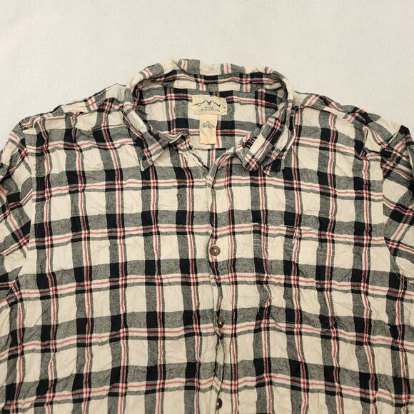 Blue Mountain Tartan Flannel Button Up Casual Shirt Mens Size XL Beige Red - Picture 1 of 11